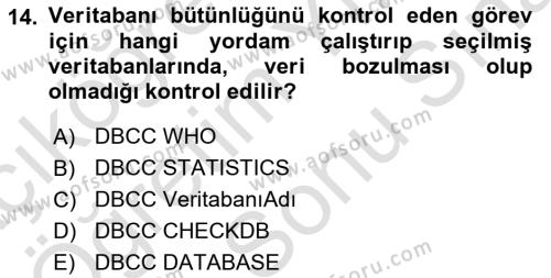 Veritabanı Programlama Dersi 2023 - 2024 Yılı (Final) Dönem Sonu Sınavı 14. Soru