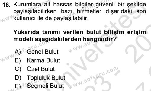 Veritabanı Programlama Dersi 2023 - 2024 Yılı Yaz Okulu Sınavı 18. Soru