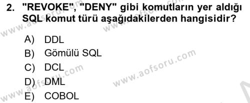 Veritabanı Programlama Dersi 2023 - 2024 Yılı Yaz Okulu Sınavı 2. Soru