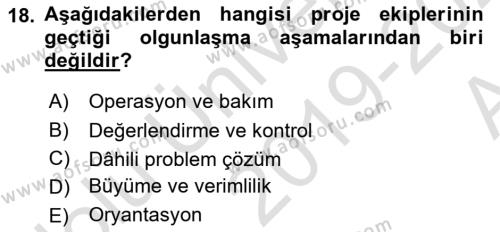 Sistem Analizi Ve Tasarımı Dersi 2019 - 2020 Yılı (Vize) Ara Sınavı 18. Soru