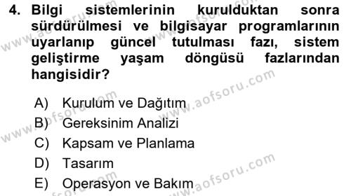 Sistem Analizi Ve Tasarımı Dersi 2022 - 2023 Yılı Yaz Okulu Sınavı 4. Soru