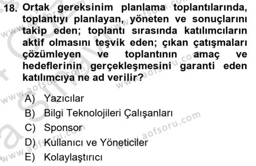 Sistem Analizi Ve Tasarımı Dersi 2023 - 2024 Yılı (Vize) Ara Sınavı 18. Soru