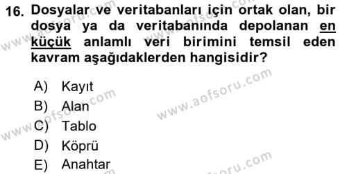 Sistem Analizi Ve Tasarımı Dersi 2023 - 2024 Yılı (Final) Dönem Sonu Sınavı 16. Soru