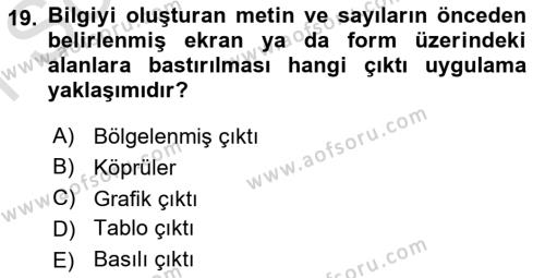 Sistem Analizi Ve Tasarımı Dersi 2023 - 2024 Yılı (Final) Dönem Sonu Sınavı 19. Soru