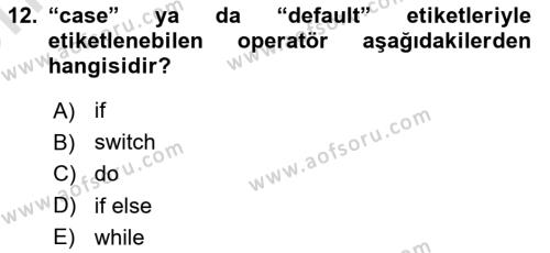İleri Programlama Dersi 2023 - 2024 Yılı (Vize) Ara Sınavı 12. Soru