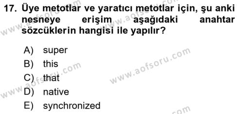 İleri Programlama Dersi 2023 - 2024 Yılı (Vize) Ara Sınavı 17. Soru