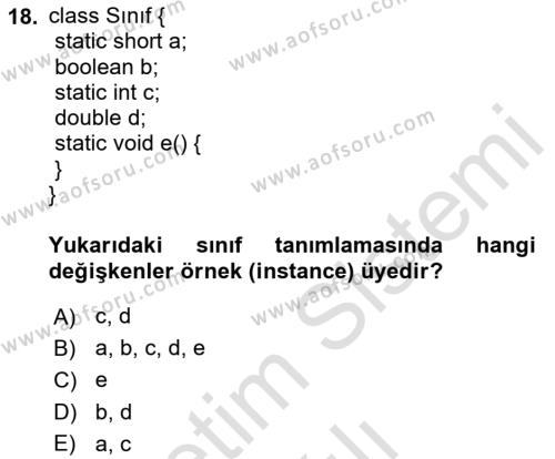 İleri Programlama Dersi 2023 - 2024 Yılı (Vize) Ara Sınavı 18. Soru