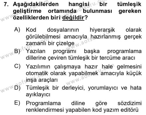 İleri Programlama Dersi 2023 - 2024 Yılı (Vize) Ara Sınavı 7. Soru