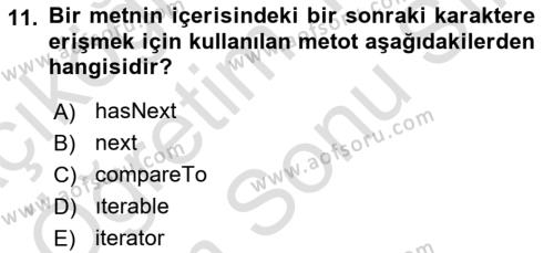 İleri Programlama Dersi 2023 - 2024 Yılı (Final) Dönem Sonu Sınavı 11. Soru