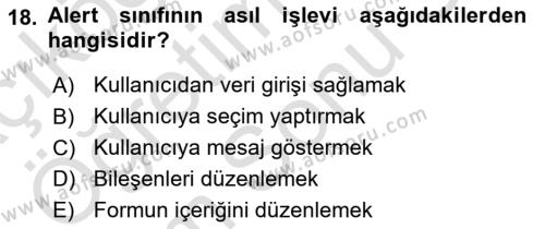 İleri Programlama Dersi 2023 - 2024 Yılı (Final) Dönem Sonu Sınavı 18. Soru