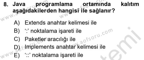 İleri Programlama Dersi 2023 - 2024 Yılı (Final) Dönem Sonu Sınavı 8. Soru