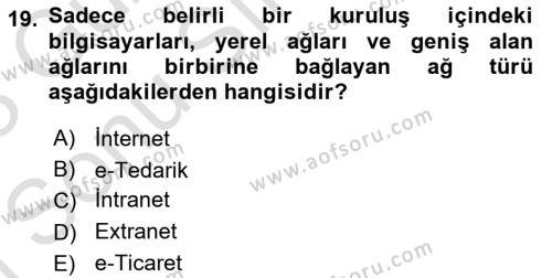 Kurumsal Kaynak Planlama Sistemleri Dersi 2022 - 2023 Yılı (Final) Dönem Sonu Sınavı 19. Soru