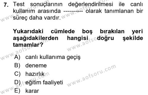 Kurumsal Kaynak Planlama Sistemleri Dersi 2022 - 2023 Yılı (Final) Dönem Sonu Sınavı 7. Soru