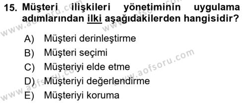 Kurumsal Kaynak Planlama Sistemleri Dersi 2022 - 2023 Yılı Yaz Okulu Sınavı 15. Soru