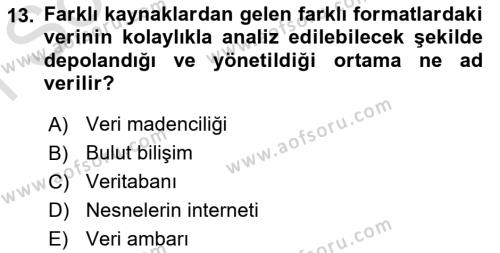 Kurumsal Kaynak Planlama Sistemleri Dersi 2023 - 2024 Yılı (Final) Dönem Sonu Sınavı 13. Soru