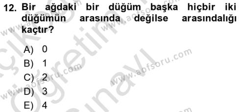 Sosyal Ağ Analizi Dersi 2022 - 2023 Yılı Yaz Okulu Sınavı 12. Soru