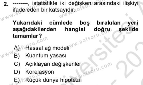 Sosyal Ağ Analizi Dersi 2022 - 2023 Yılı Yaz Okulu Sınavı 2. Soru