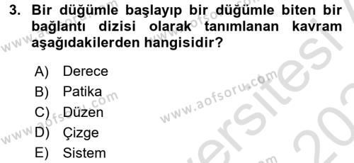 Sosyal Ağ Analizi Dersi 2023 - 2024 Yılı (Final) Dönem Sonu Sınavı 3. Soru