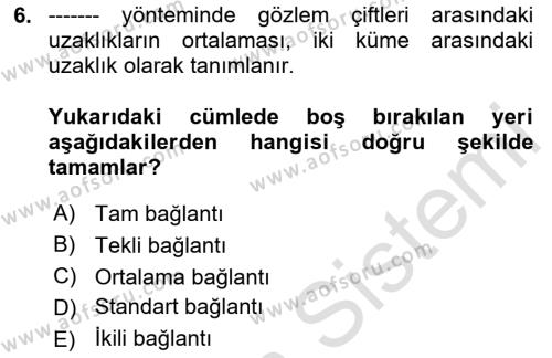 Sosyal Ağ Analizi Dersi 2023 - 2024 Yılı (Final) Dönem Sonu Sınavı 6. Soru