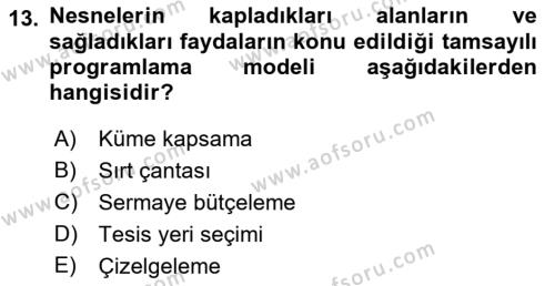 Yöneylem Araştırması Dersi 2022 - 2023 Yılı (Final) Dönem Sonu Sınavı 13. Soru