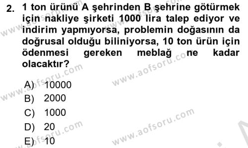 Yöneylem Araştırması Dersi 2023 - 2024 Yılı (Vize) Ara Sınavı 2. Soru