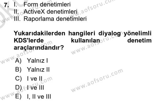 Karar Destek Sistemleri Dersi 2020 - 2021 Yılı Yaz Okulu Sınavı 7. Soru