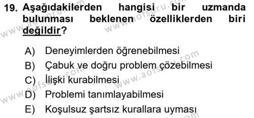 Karar Destek Sistemleri Dersi 2021 - 2022 Yılı Yaz Okulu Sınavı 19. Soru