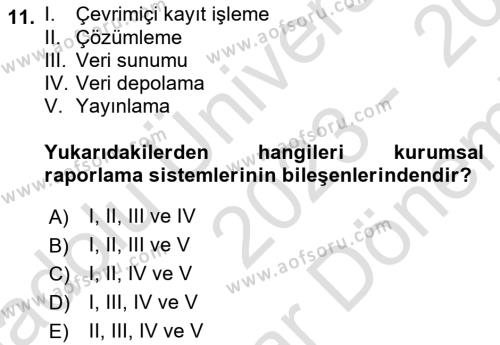 Karar Destek Sistemleri Dersi 2023 - 2024 Yılı (Final) Dönem Sonu Sınavı 11. Soru