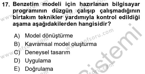Karar Modelleri Dersi 2018 - 2019 Yılı Yaz Okulu Sınavı 17. Soru