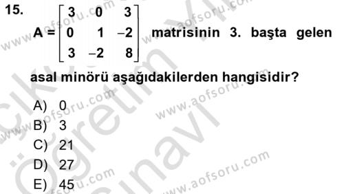 Karar Modelleri Dersi 2022 - 2023 Yılı Yaz Okulu Sınavı 15. Soru