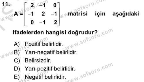 Karar Modelleri Dersi 2023 - 2024 Yılı (Final) Dönem Sonu Sınavı 11. Soru