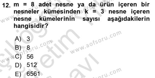 Veri Madenciliği Dersi 2020 - 2021 Yılı Yaz Okulu Sınavı 12. Soru