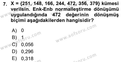 Veri Madenciliği Dersi 2020 - 2021 Yılı Yaz Okulu Sınavı 7. Soru