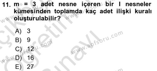 Veri Madenciliği Dersi 2021 - 2022 Yılı Yaz Okulu Sınavı 11. Soru