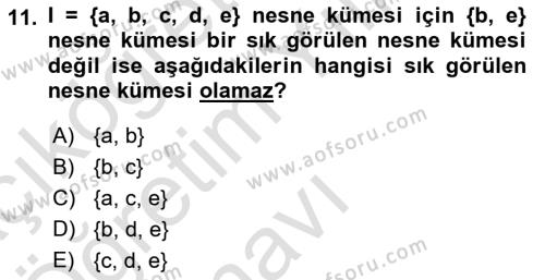 Veri Madenciliği Dersi 2022 - 2023 Yılı Yaz Okulu Sınavı 11. Soru