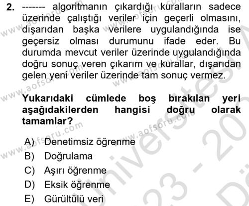 Veri Madenciliği Dersi 2023 - 2024 Yılı (Vize) Ara Sınavı 2. Soru