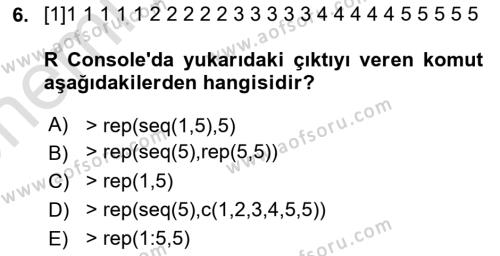 Veri Madenciliği Dersi 2023 - 2024 Yılı (Vize) Ara Sınavı 6. Soru