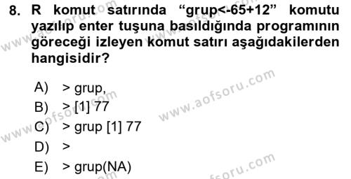 Veri Madenciliği Dersi 2023 - 2024 Yılı (Vize) Ara Sınavı 8. Soru