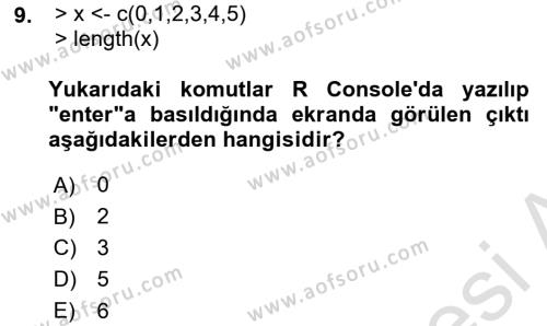 Veri Madenciliği Dersi 2023 - 2024 Yılı (Vize) Ara Sınavı 9. Soru