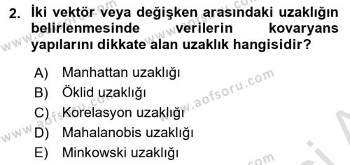 Veri Madenciliği Dersi 2023 - 2024 Yılı (Final) Dönem Sonu Sınavı 2. Soru