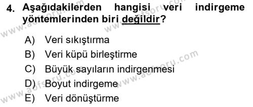 Veri Madenciliği Dersi 2023 - 2024 Yılı (Final) Dönem Sonu Sınavı 4. Soru