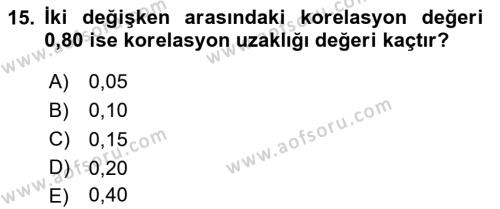 Veri Madenciliği Dersi 2023 - 2024 Yılı Yaz Okulu Sınavı 15. Soru