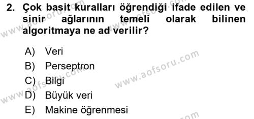 Veri Madenciliği Dersi 2023 - 2024 Yılı Yaz Okulu Sınavı 2. Soru