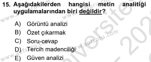 Programlamada Yeni Eğilimler Dersi 2021 - 2022 Yılı Yaz Okulu Sınavı 15. Soru