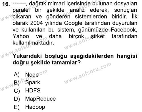 Programlamada Yeni Eğilimler Dersi 2022 - 2023 Yılı Yaz Okulu Sınavı 16. Soru