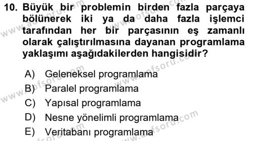 Programlamada Yeni Eğilimler Dersi 2023 - 2024 Yılı (Final) Dönem Sonu Sınavı 10. Soru