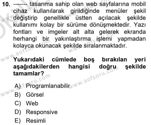 Programlamada Yeni Eğilimler Dersi 2023 - 2024 Yılı Yaz Okulu Sınavı 10. Soru