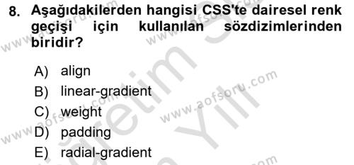 Programlamada Yeni Eğilimler Dersi 2023 - 2024 Yılı Yaz Okulu Sınavı 8. Soru