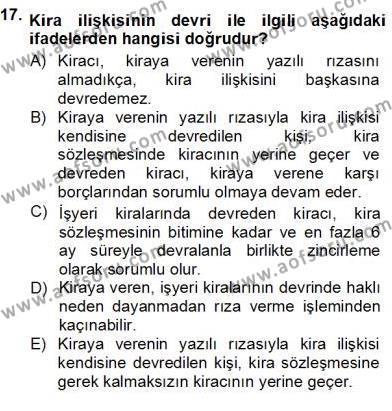 Belediye, İmar ve Gayrimenkul Mevzuatı Dersi 2012 - 2013 Yılı (Vize) Ara Sınavı 17. Soru