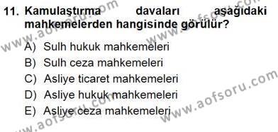 Belediye, İmar ve Gayrimenkul Mevzuatı Dersi 2012 - 2013 Yılı (Final) Dönem Sonu Sınavı 11. Soru